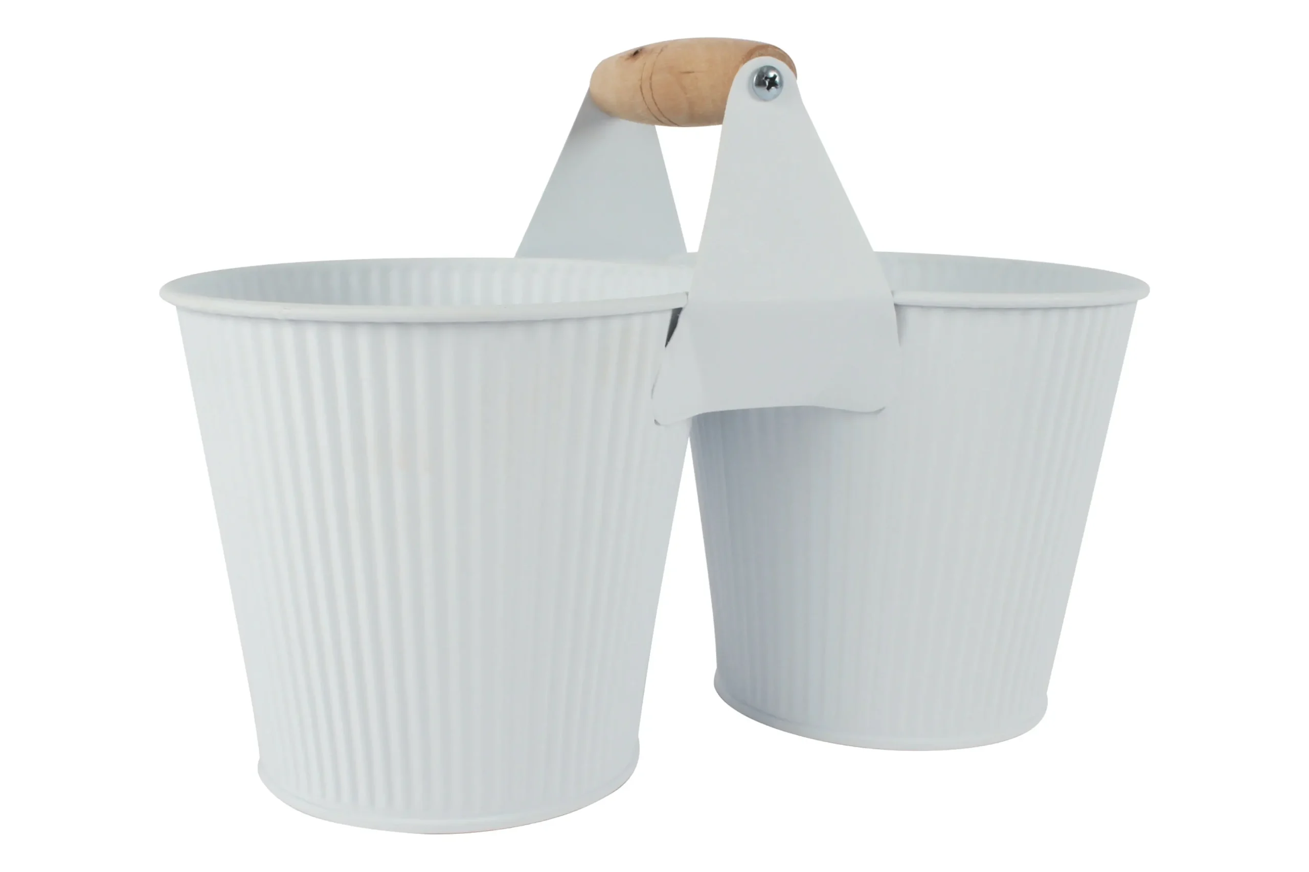 Maja Emboss 2 Pot With Handle White 26 x 13cm - Home & Garden