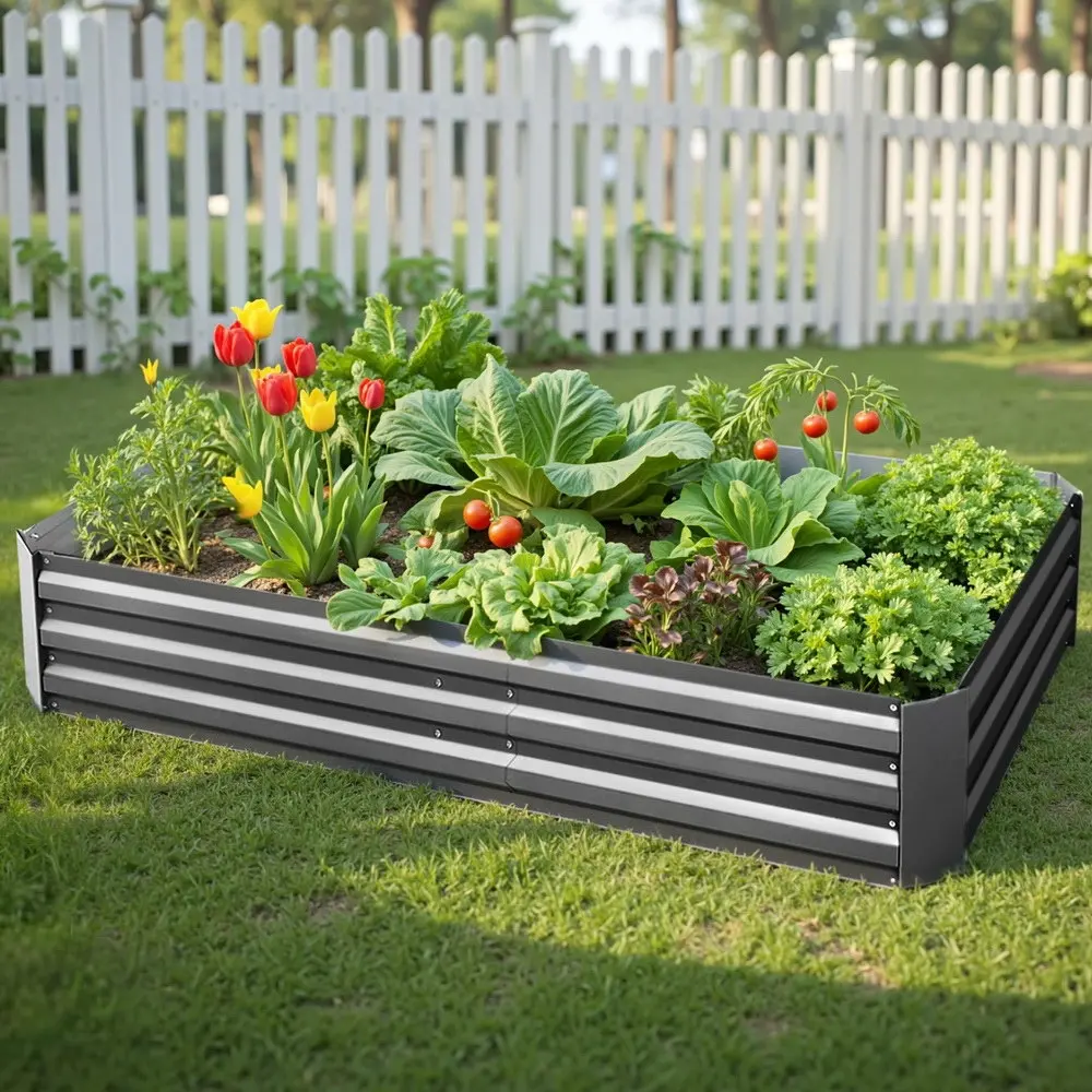 Green Fingers Garden Bed 210x90cm Planter Box Raised Container Galvanised Steel - Home & Garden
