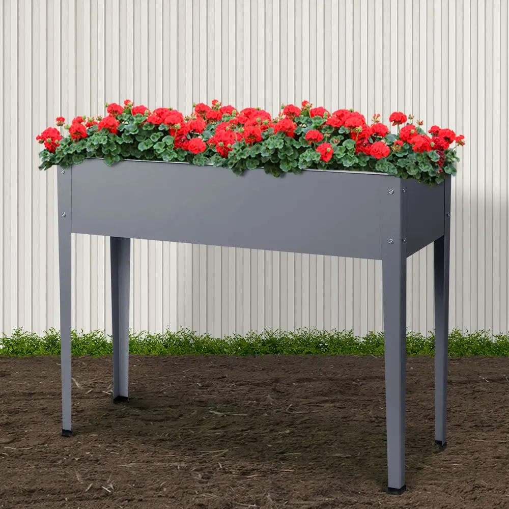 Green Fingers Garden Bed Elevated 100X80X30cm Planter Box Container Galvanised - Home & Garden
