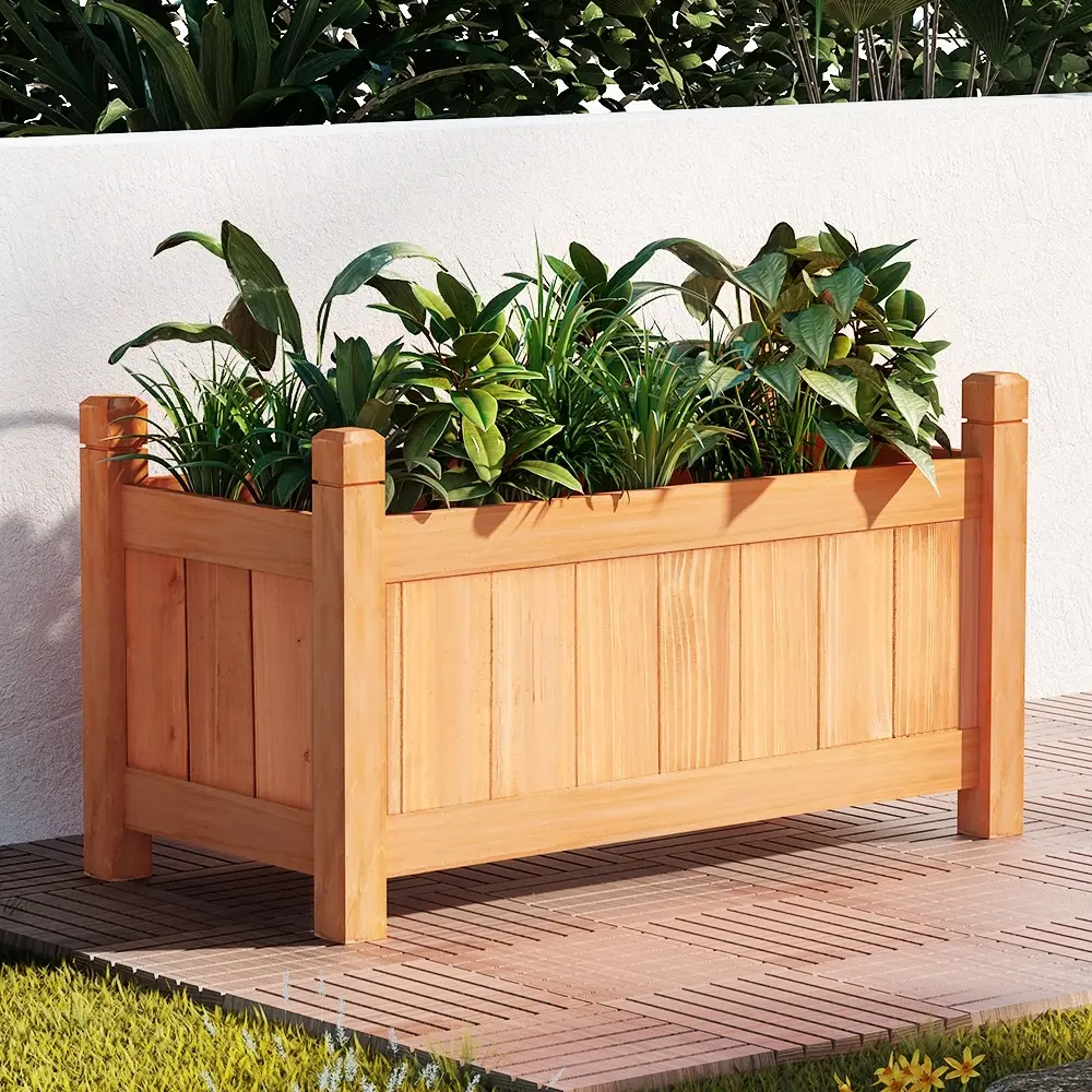 Green Fingers Garden Bed 60x30x33cm Wooden Planter Box Raised Container Growing - Home & Garden