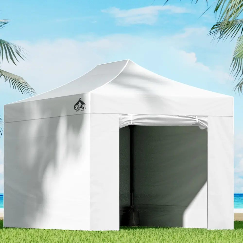Instahut Gazebo 3x4.5 Pop Up Marquee Folding Tent Wedding Gazebos Camping Outdoor Shade Canopy White - Home & Garden