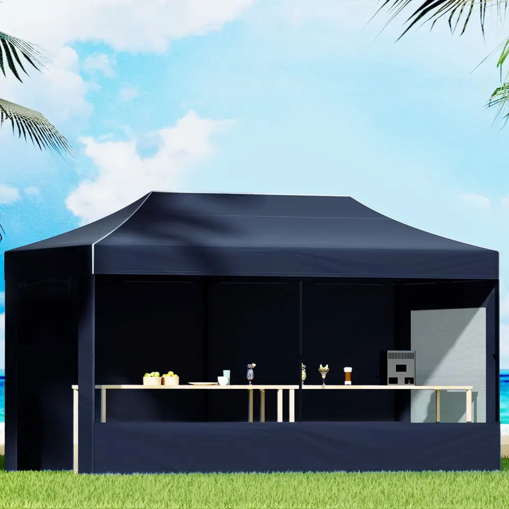 Instahut Gazebo 3x6 Pop Up Marquee Folding Tent Wedding Gazebos Camping Outdoor Shade Canopy Navy - Home & Garden