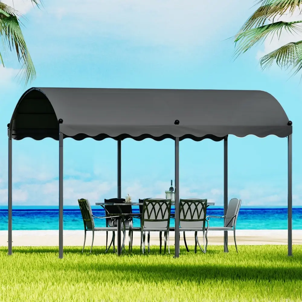 Instahut Gazebo Marquee 4x3m Outdoor Event Wedding Tent Camping Party Shade Iron Art Canopy Grey - Home & Garden