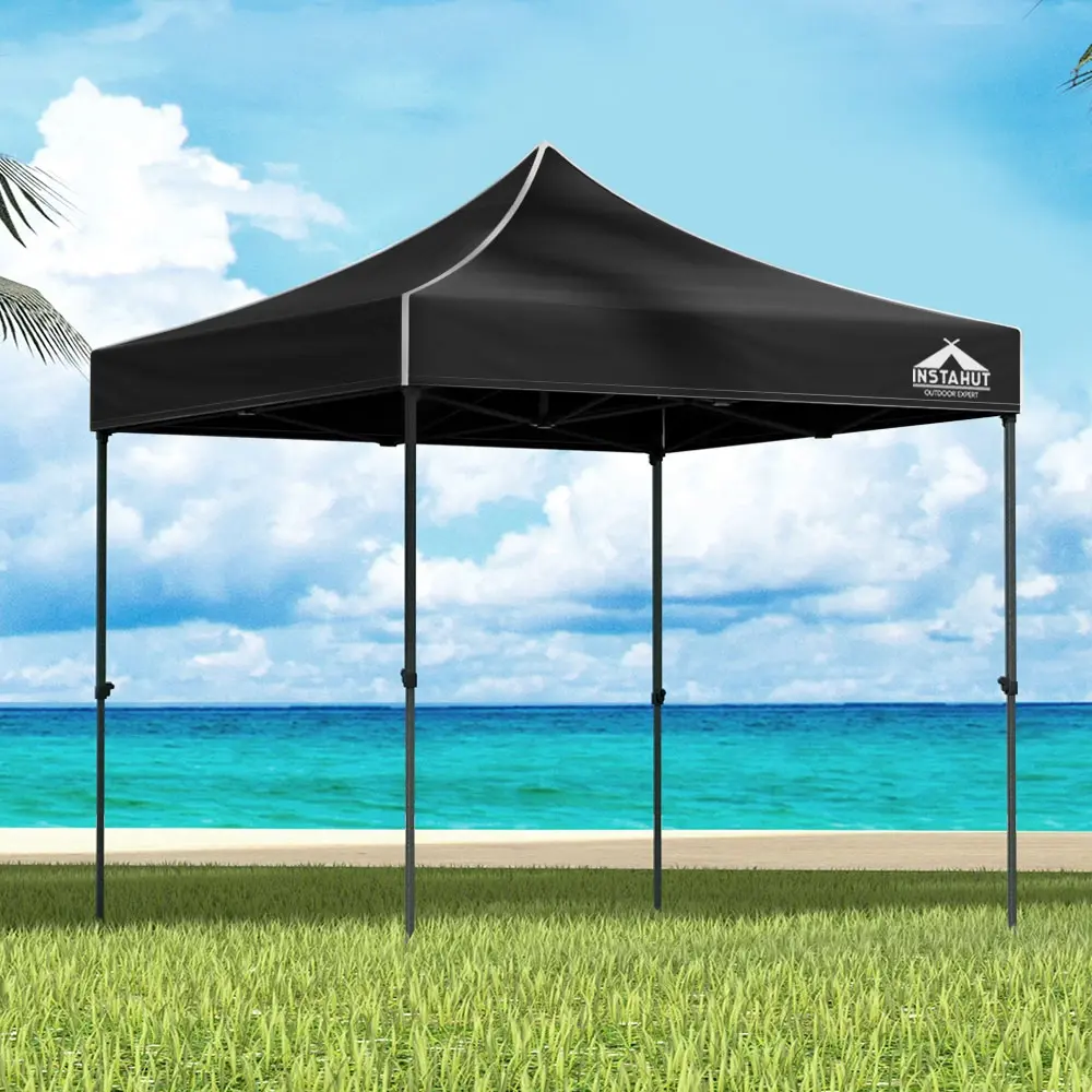 Instahut Gazebo Pop Up Marquee 3x3m Folding Tent Wedding Outdoor Camping Canopy Gazebos Shade Black - Home & Garden