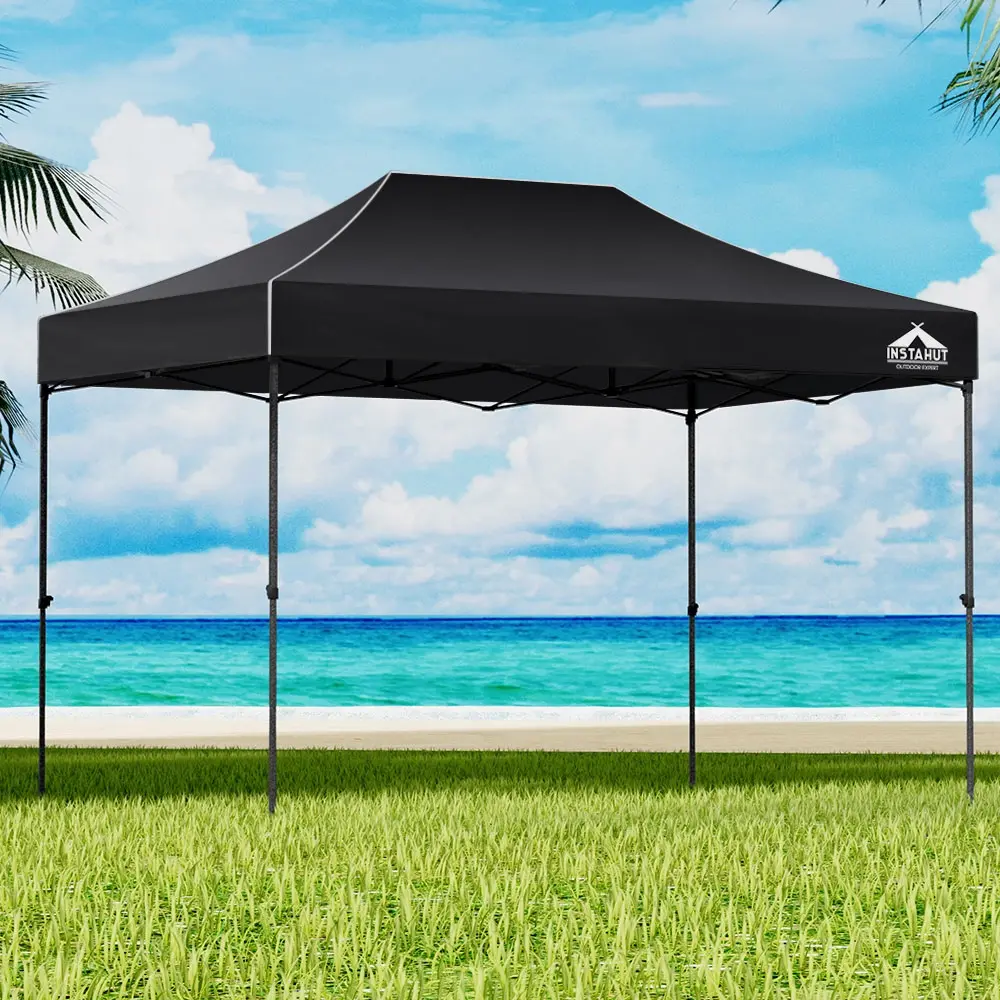 Instahut Gazebo Pop Up Marquee 3x4.5m Folding Tent Wedding Outdoor Camping Canopy Gazebos Shade Black - Home & Garden