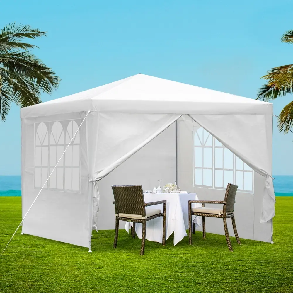 Instahut Gazebo 3x3m Marquee Wedding Party Tent Outdoor Camping Side Wall Canopy Window Panel White - Home & Garden