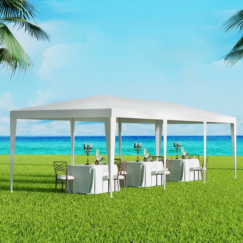 Instahut Gazebo 3x9m Wedding Party Marquee Tent Outdoor Event Camping Canopy Shade White - Home & Garden