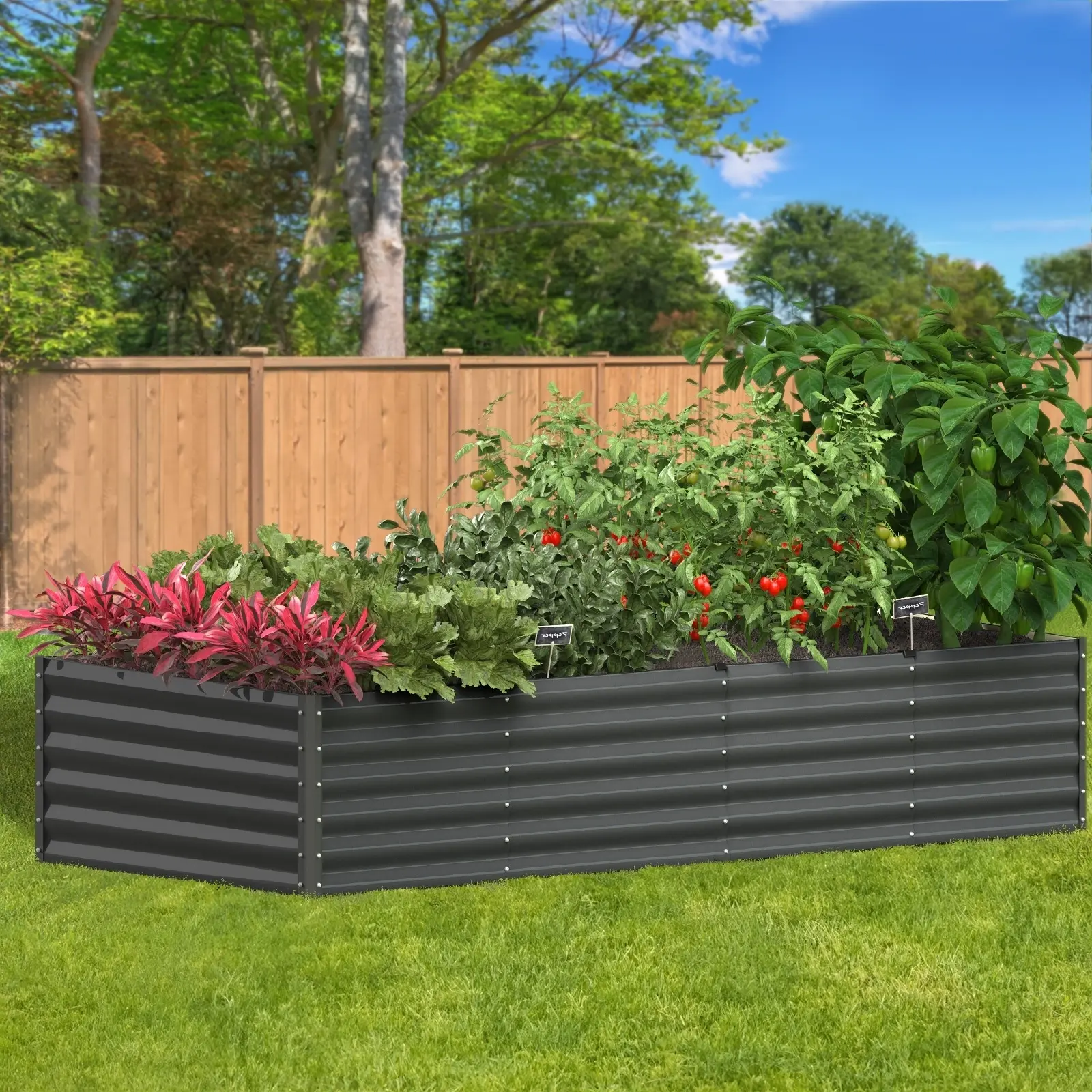 Livsip Garden Raised Bed Vegetable Planter Kit Galvanised Steel 240x80x45CM - Home & Garden
