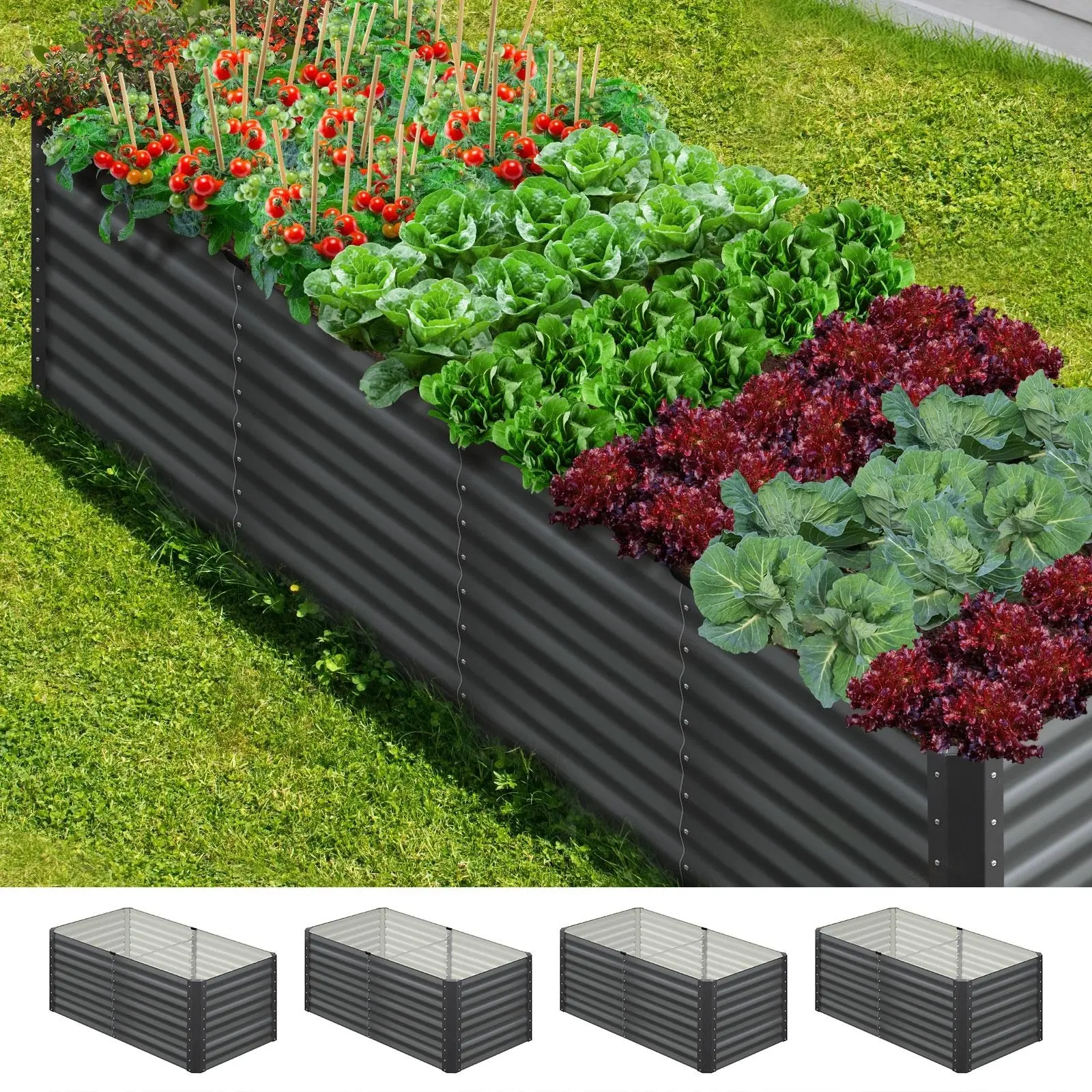 Livsip x2 Raised Garden Bed Kit Instant Planter Galvanised Steel 320x80x73CM - Home & Garden