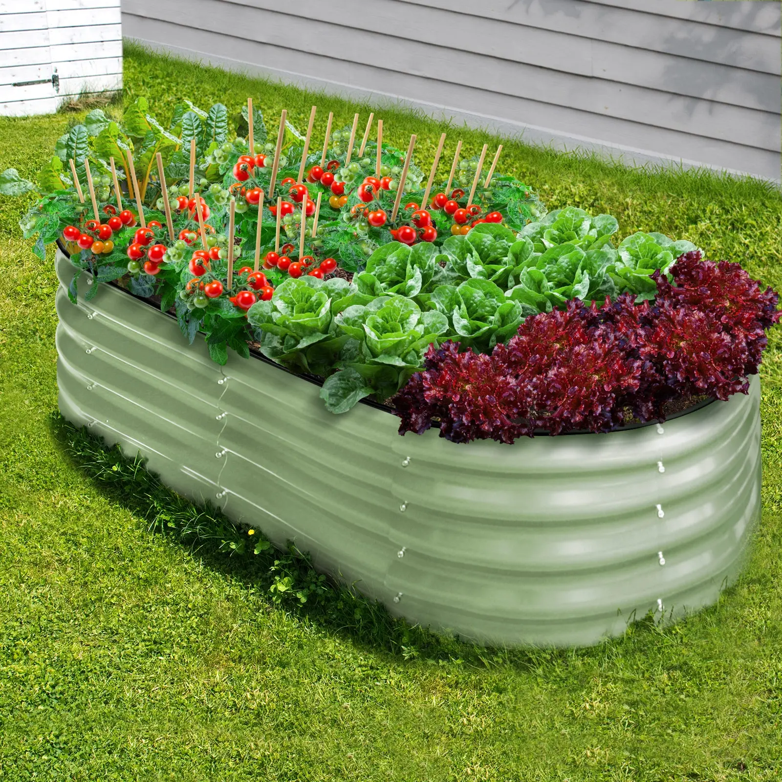 Livsip Garden Bed 160x80x42cm Planter Box Raised Container Galvanised Green - Home & Garden