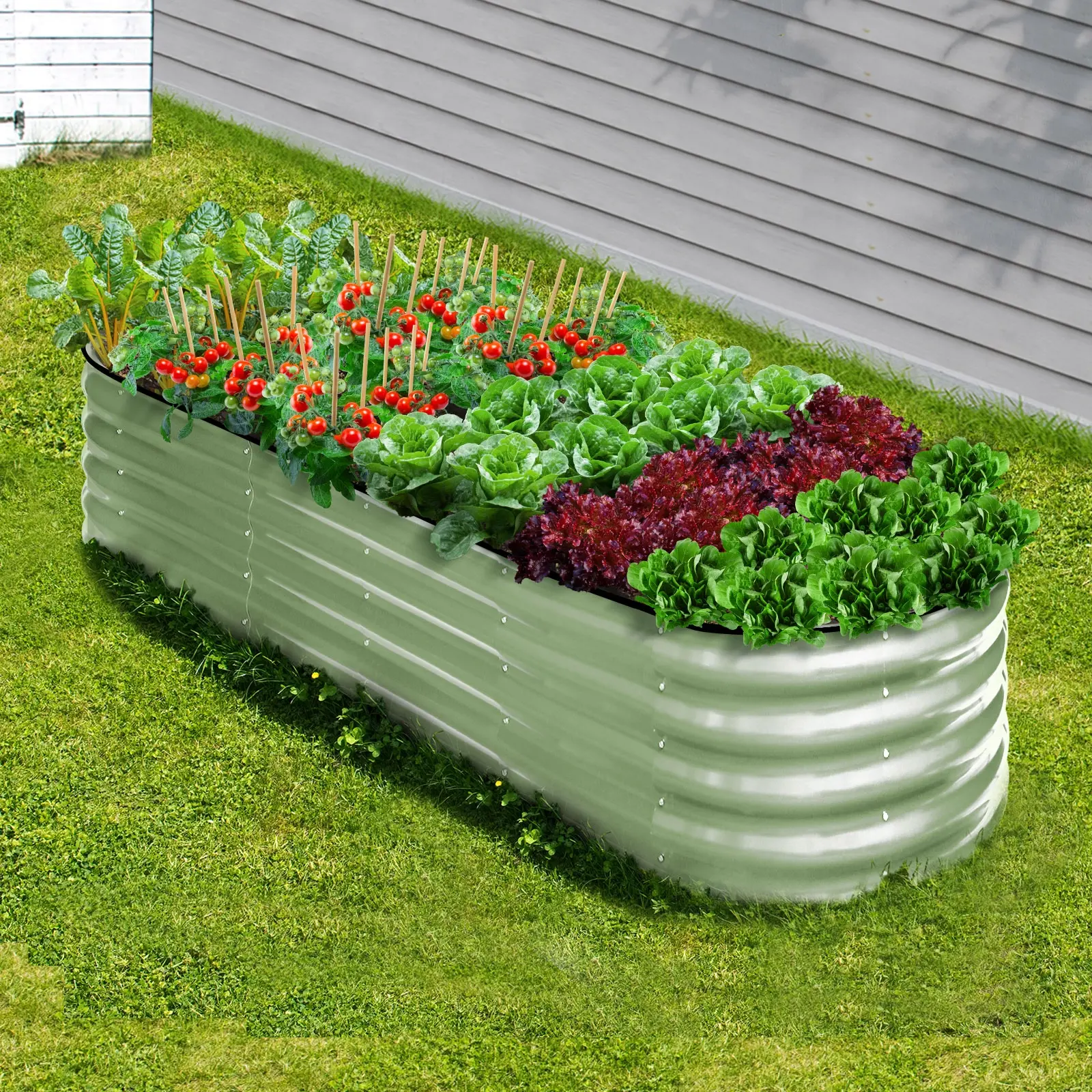 Livsip Garden Bed 240x80x42cm Planter Box Raised Container Galvanised Green - Home & Garden