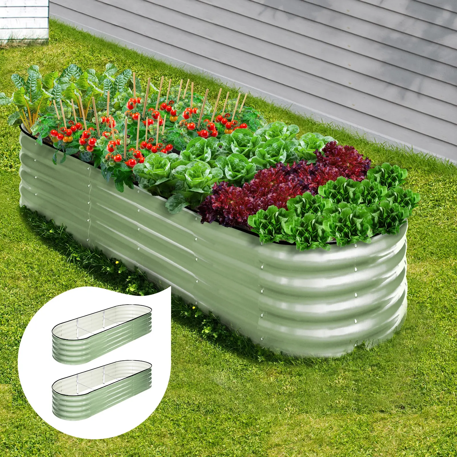 Livsip 2x Garden Bed 240x80x42cm Planter Box Raised Container Galvanised Green - Home & Garden