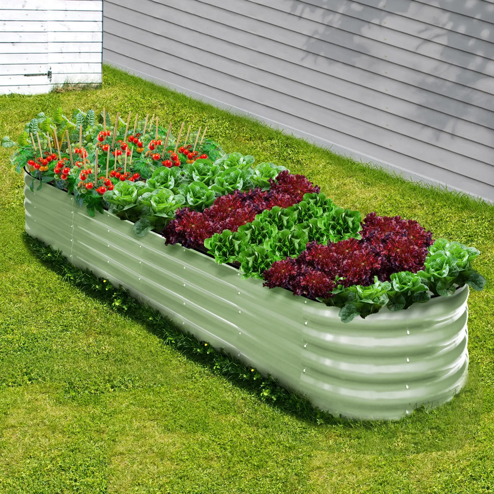 Livsip Garden Bed 320x80x42cm Planter Box Raised Container Galvanised Green - Home & Garden