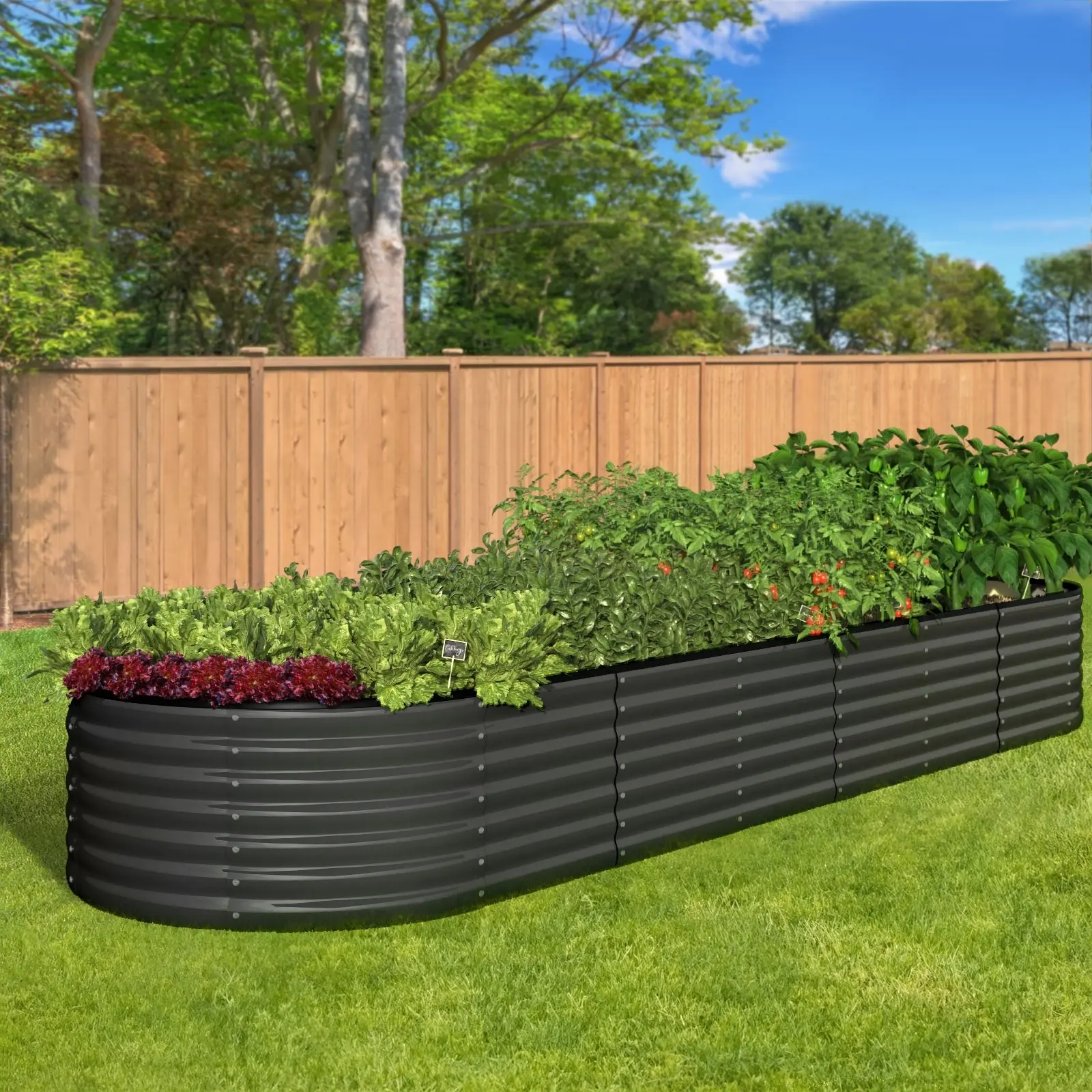 Livsip Raised Garden Bed Beds Kit Planter Oval Galvanised Steel 320cmX80cmX56cm - Home & Garden