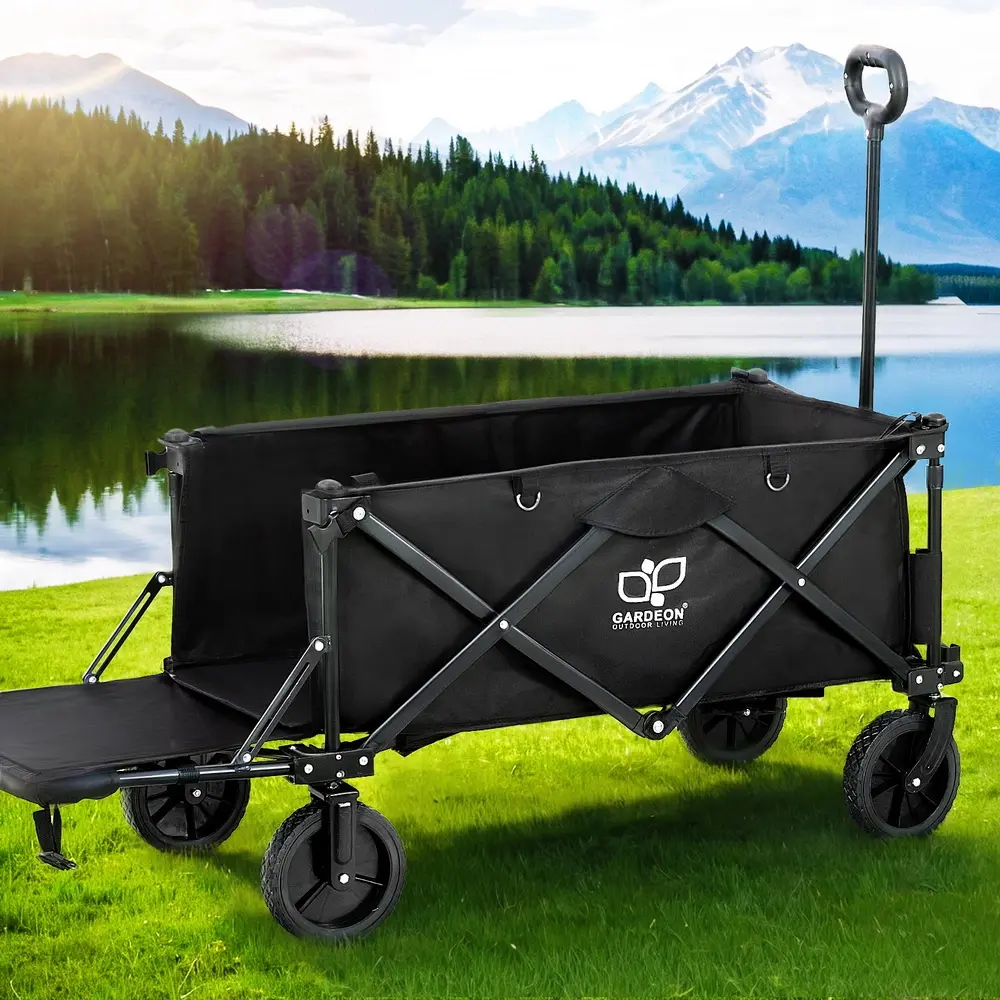 Gardeon Garden Cart with Opening Rear Black - Home & Garden