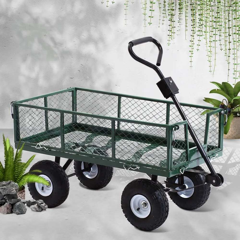 Gardeon 360kg Mesh Garden Cart Steel Removable Sides Trolley Wagon ATV Trailer - Handyman Heaven Sale