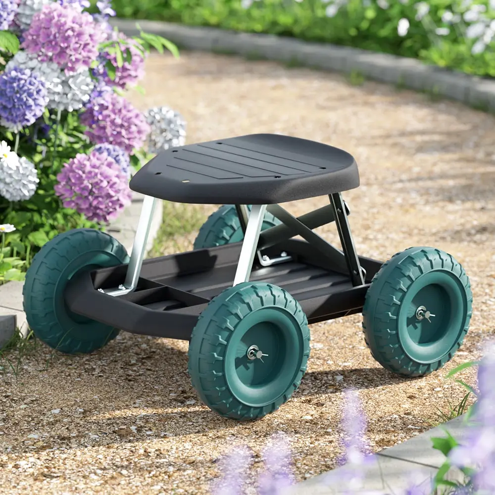 Gardeon Garden Cart Rolling Stool with Wheels Gardening Helper Seat Farm Yard - Home & Garden