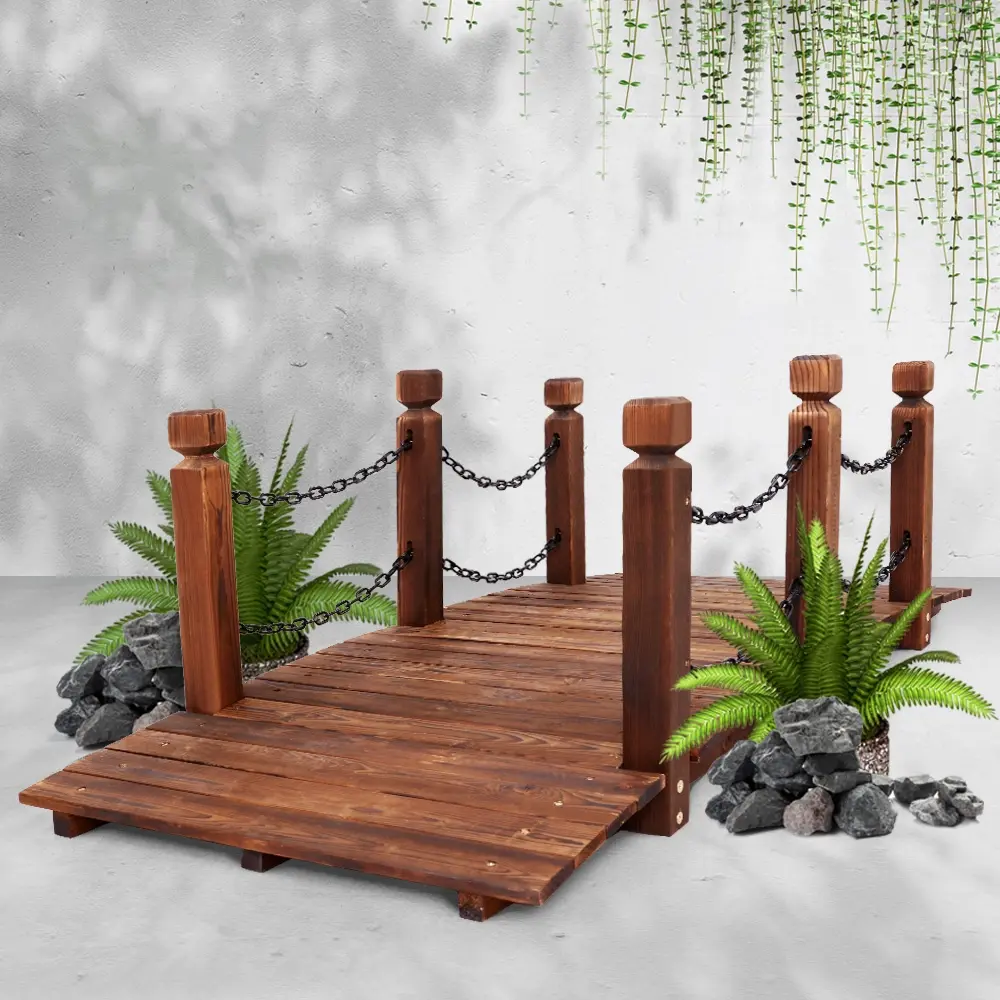 Gardeon Garden Decor Outdoor Ornament Wooden Bridge Chain 160cm - Home & Garden