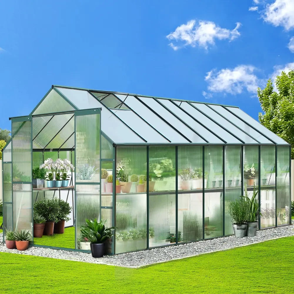 Green Fingers Greenhouse 5.1x2.44x2.1M Aluminium Polycarbonate Green House Garden Shed - Home & Garden