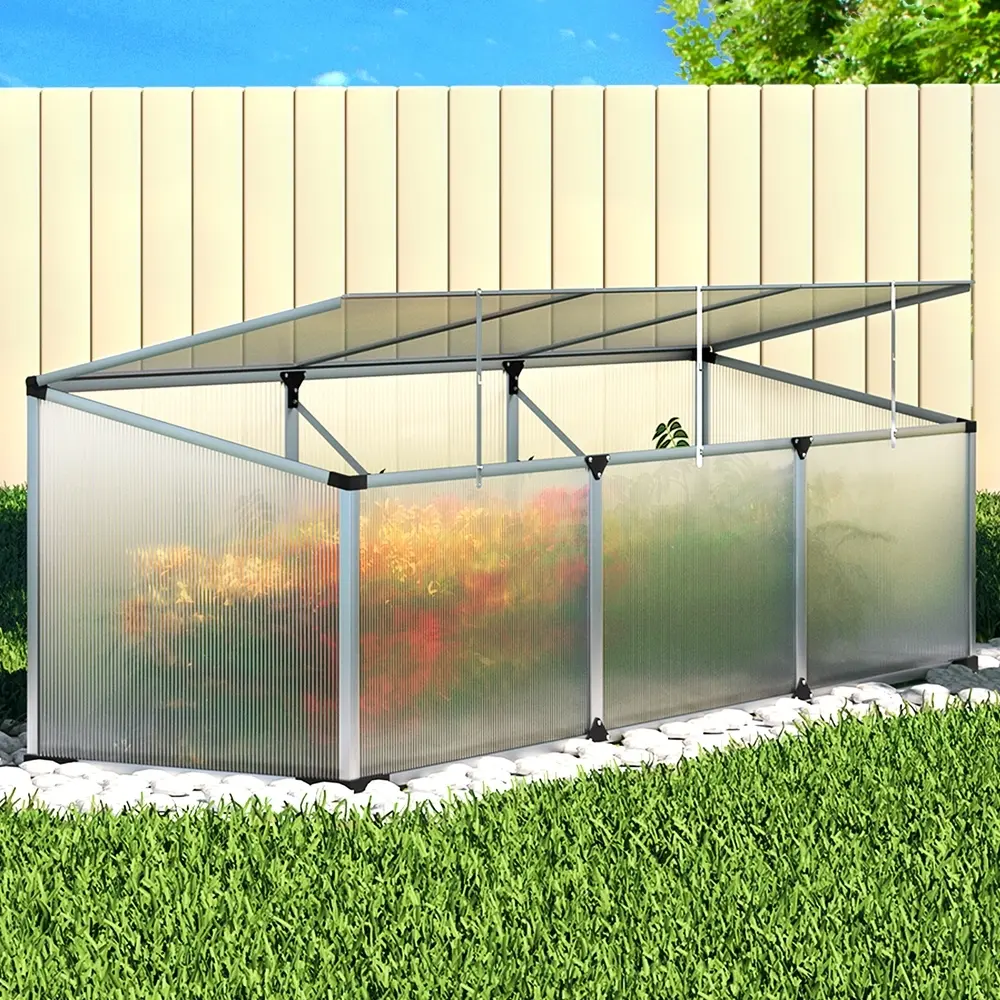 Green Fingers Greenhouse 180x50x50CM Cold Frame Plant Grow Aluminium Polycarbonate Green House - Home & Garden
