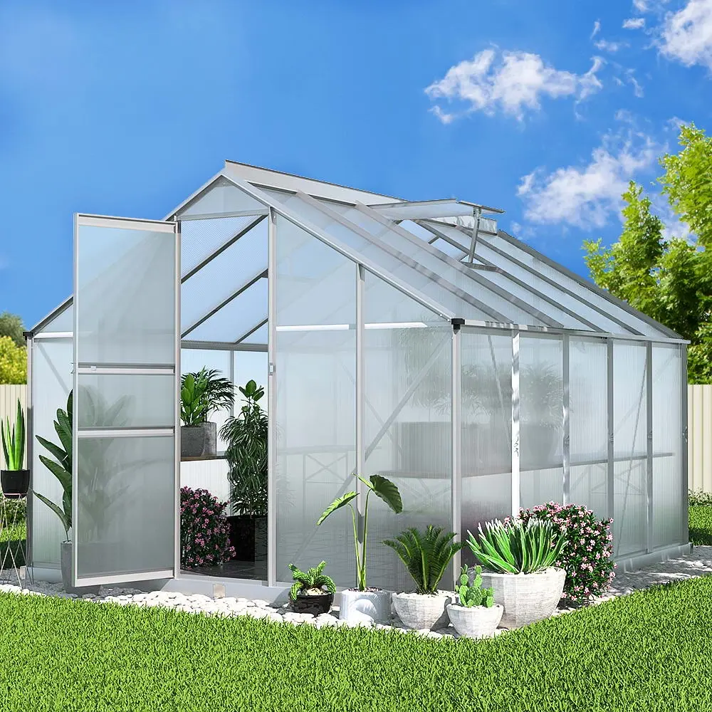 Green Fingers Greenhouse 3x2.5x1.95M Aluminium Polycarbonate Green House Garden Shed - Home & Garden