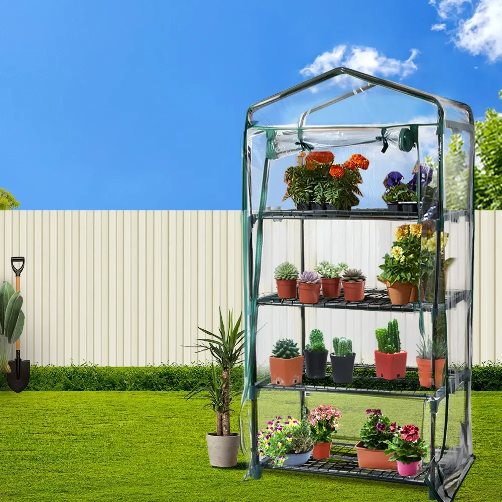 Green Fingers Greenhouse 4 Tiers Mini Green House Garden Bed Planter Box 1.6x0.7x0.5M - Home & Garden