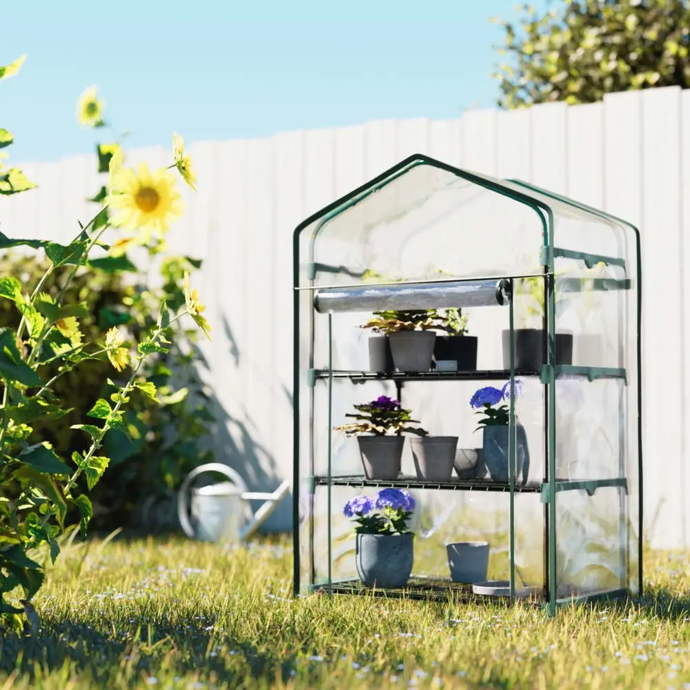 Green Fingers Greenhouse 3 Tiers Mini Green House Garden Bed Planter Box 1.28x0.7x0.5M - Home & Garden