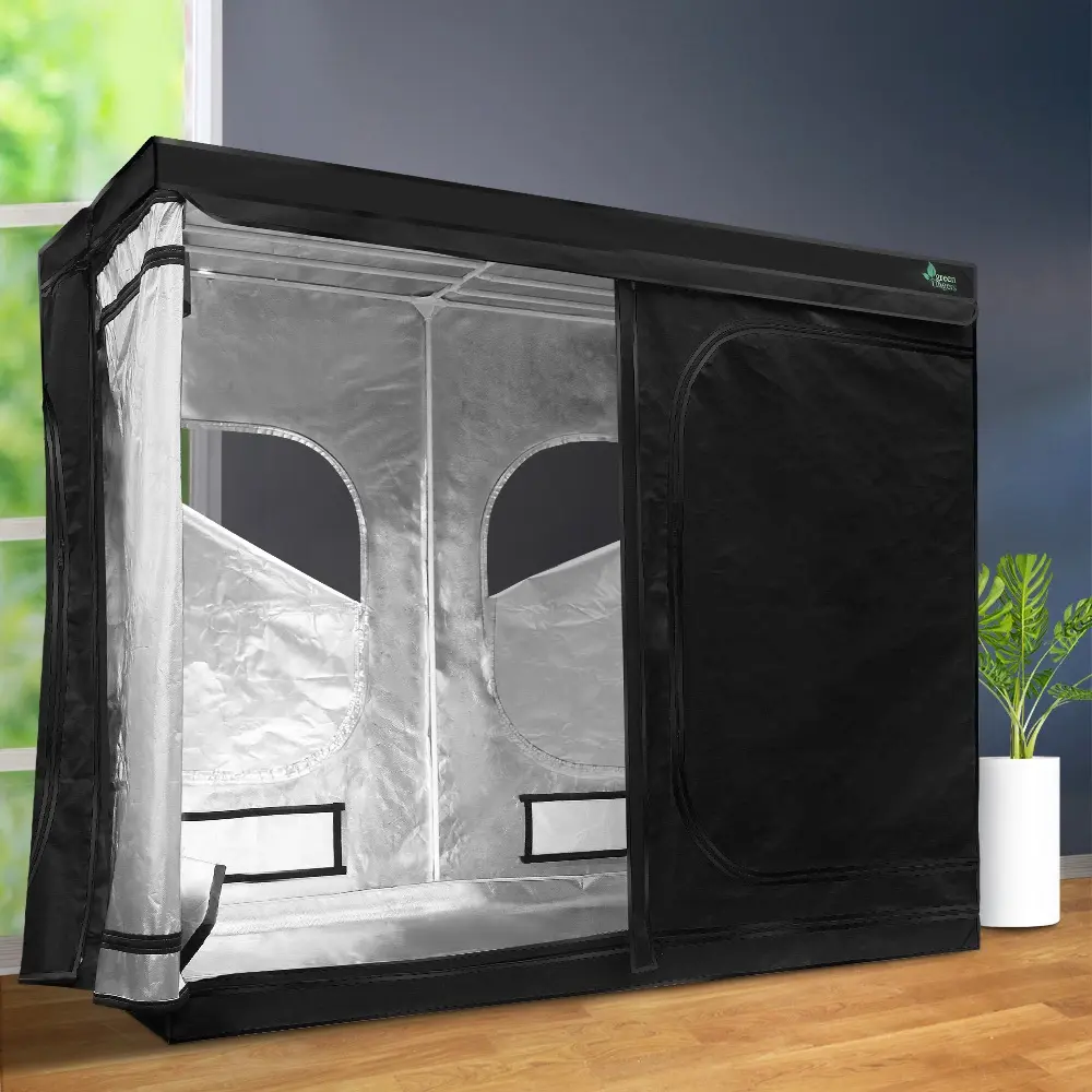 Green Fingers Grow Tent 240x120x200CM Hydroponics Kit Indoor Plant Room Black - Home & Garden