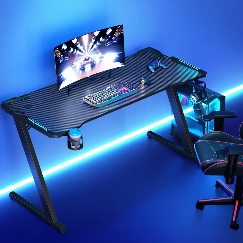 Artiss Gaming Desk Computer Desks LED Light 140CM - Furniture