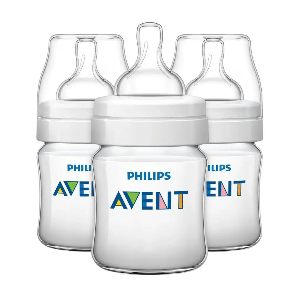3pc Philips Avent Classic+ PES Feeding Bottle w/ Teat Newborn/Infant Clear 125ml - Baby