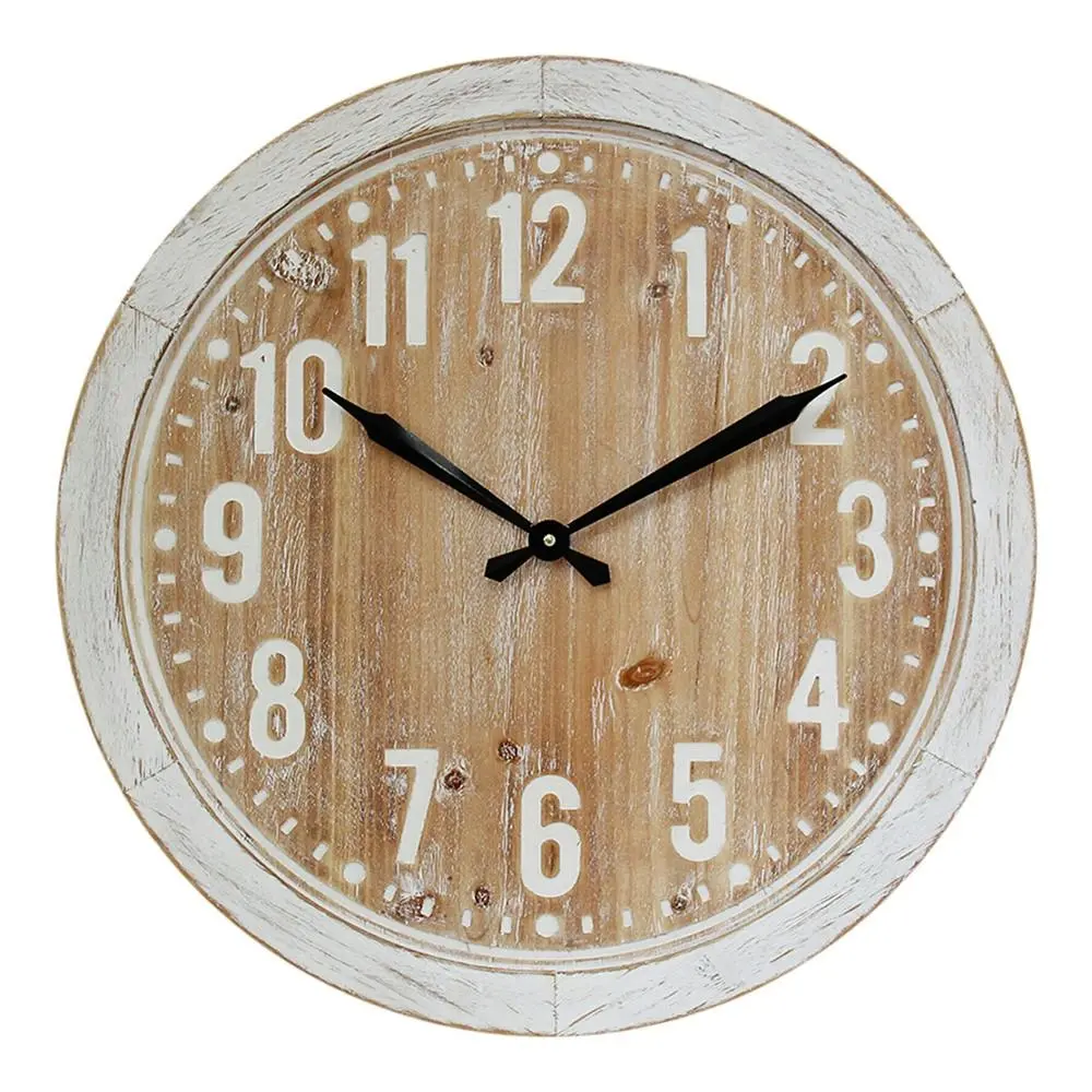 Hamptons MDF 60cm Wall Clock Round Analogue Hanging Home/Office Room Decor White - Home & Garden