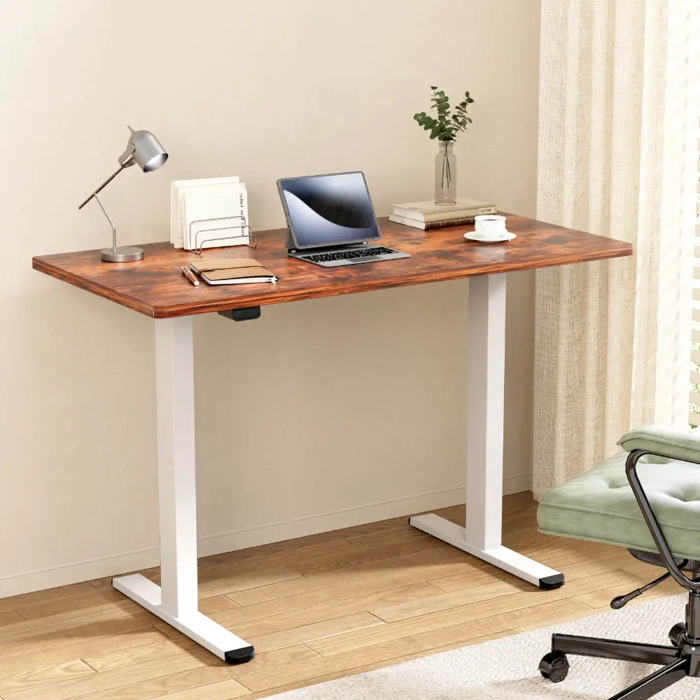 Artiss Standing Desk Motorised Sit Stand Desks Rustic Brown 140CM - Furniture