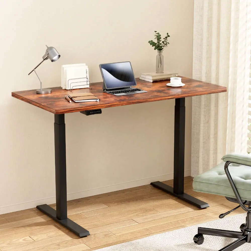 Artiss Standing Desk Motorised Dual Motor Rustic Brwon 140CM - Furniture