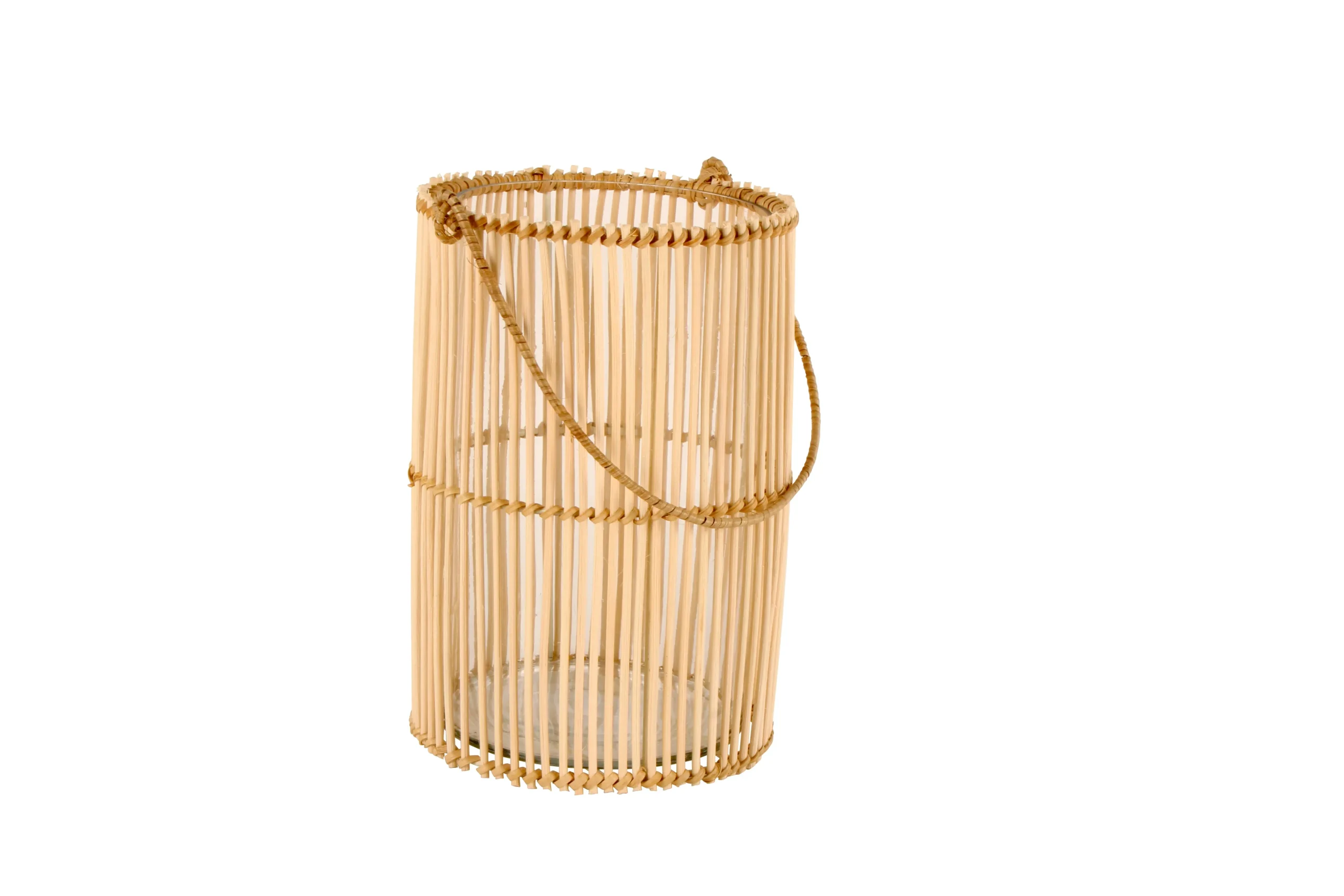 Natural Wooden Lantern with Glass Insert 22 x 14cm - Home & Garden