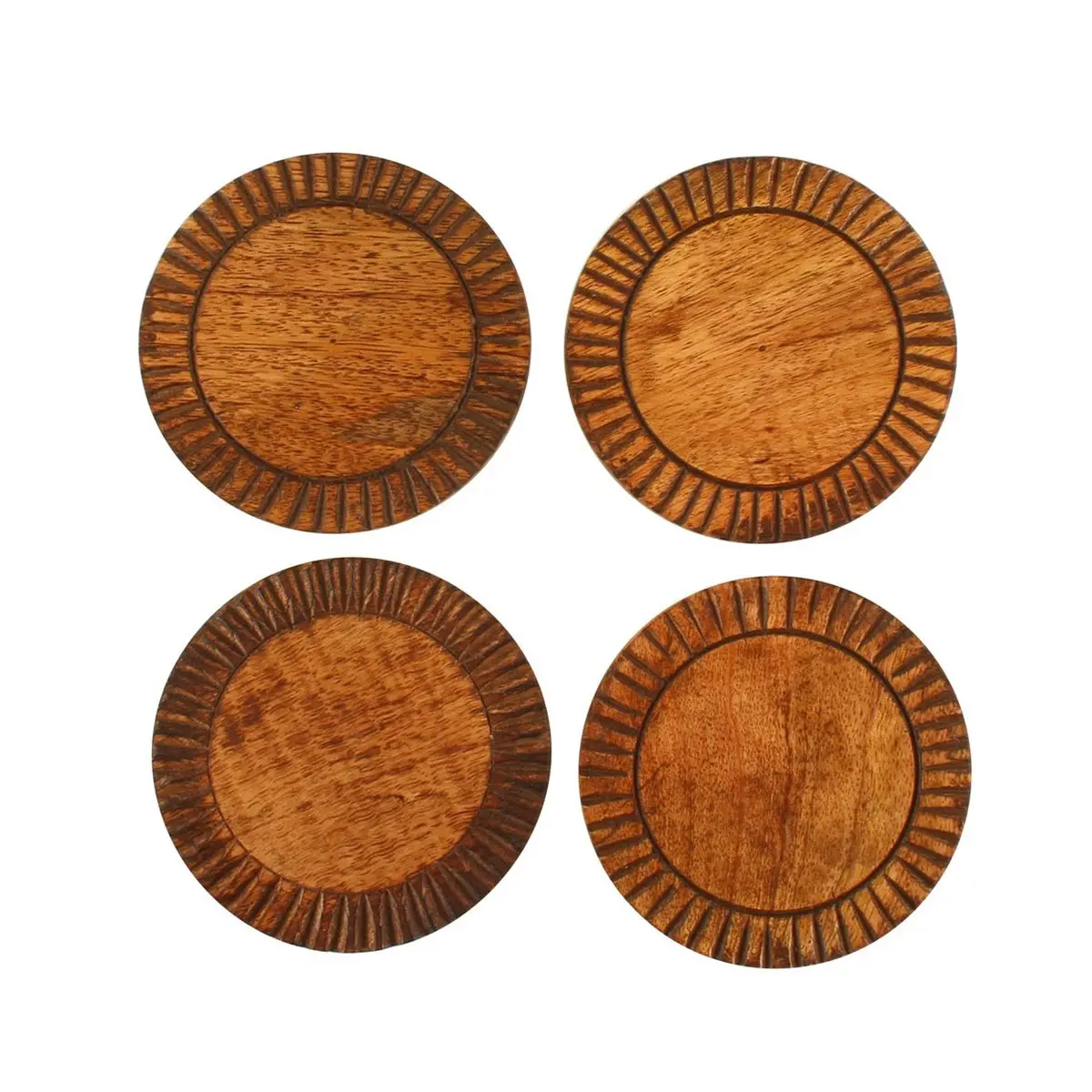 Ives Mango Wood Round Coasters Set Of 4 - Home & Garden