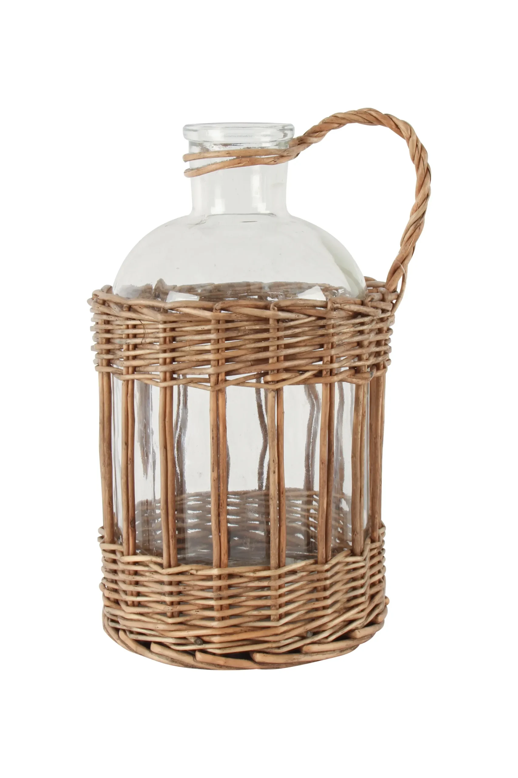 Jin Rattan Wrapped Glass Vase Wicker Rope Large - Home & Garden
