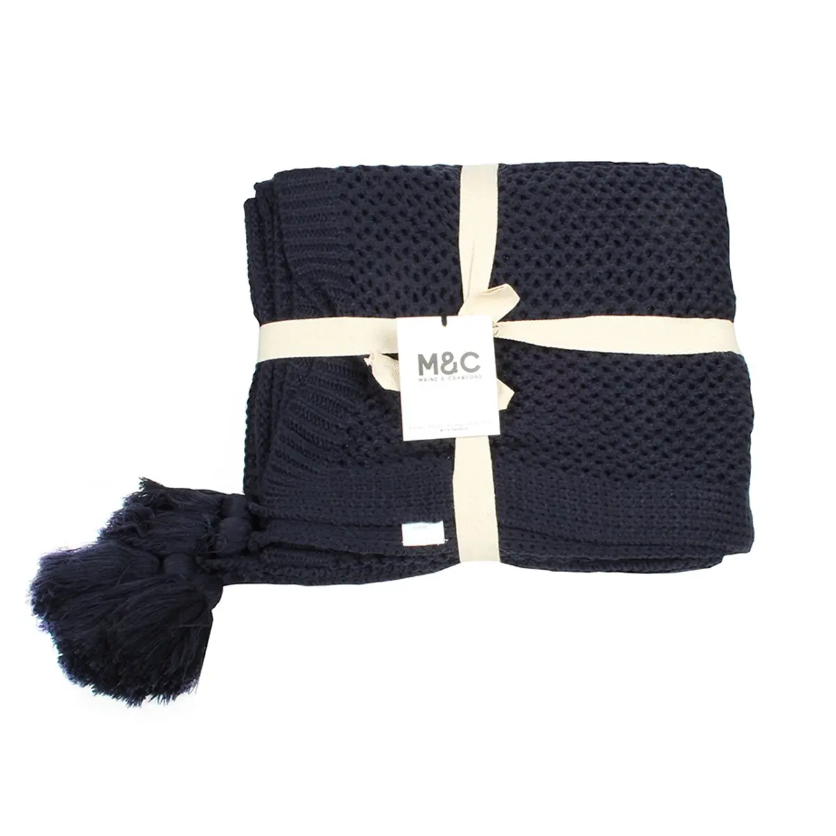 Barnes Chunky Knit Throw With Tassels Black - Home & Garden