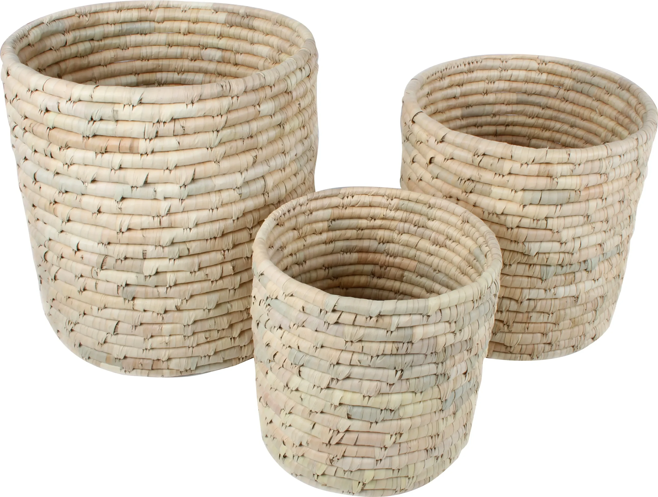 Ekka Seagrass And Date Leaf Round Baskets Set Of 3 - Home & Garden