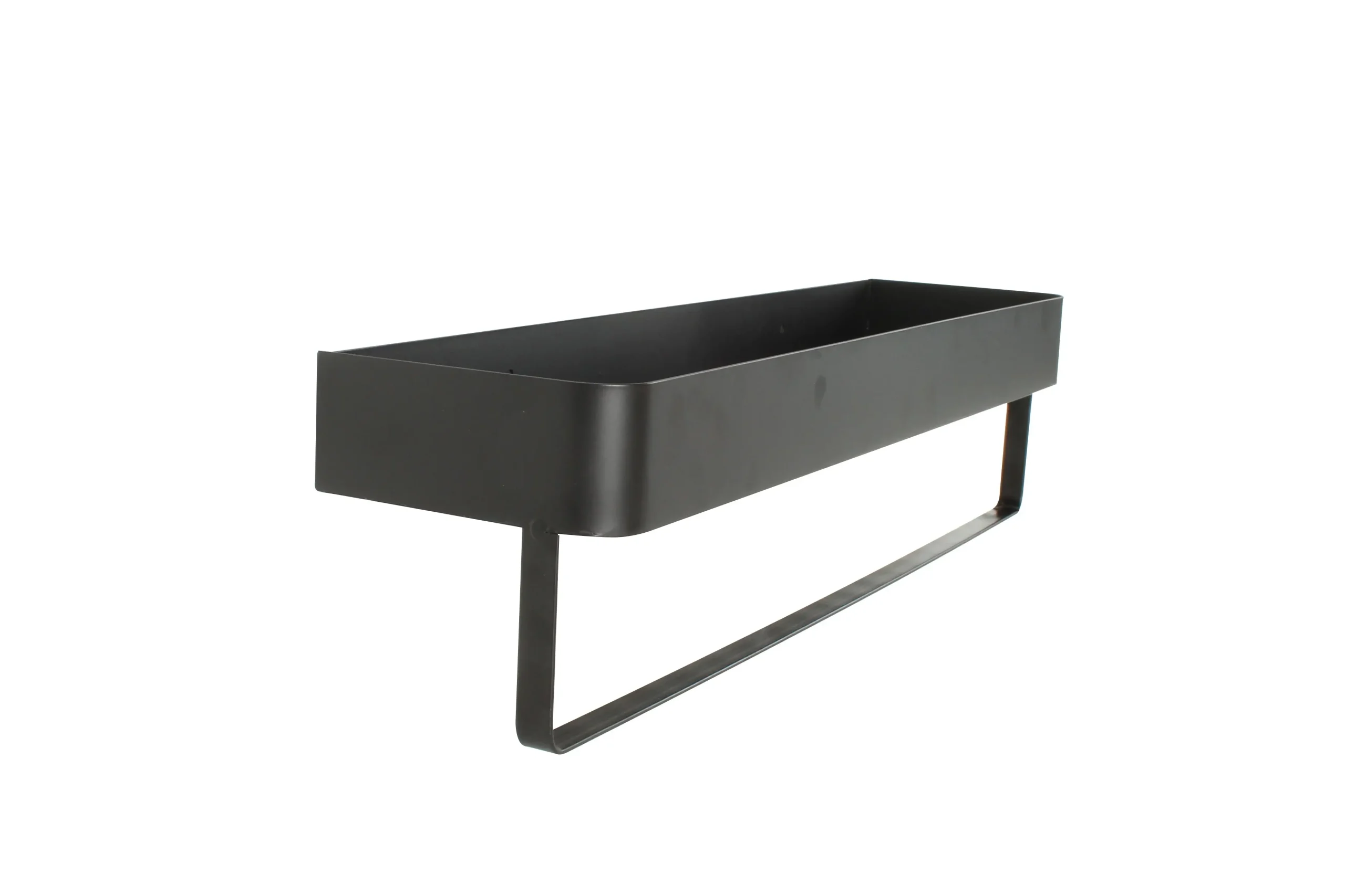 Black Metal Bathroom/Utility Shelf With Rail, 50 x 13 x 13cm - Furniture