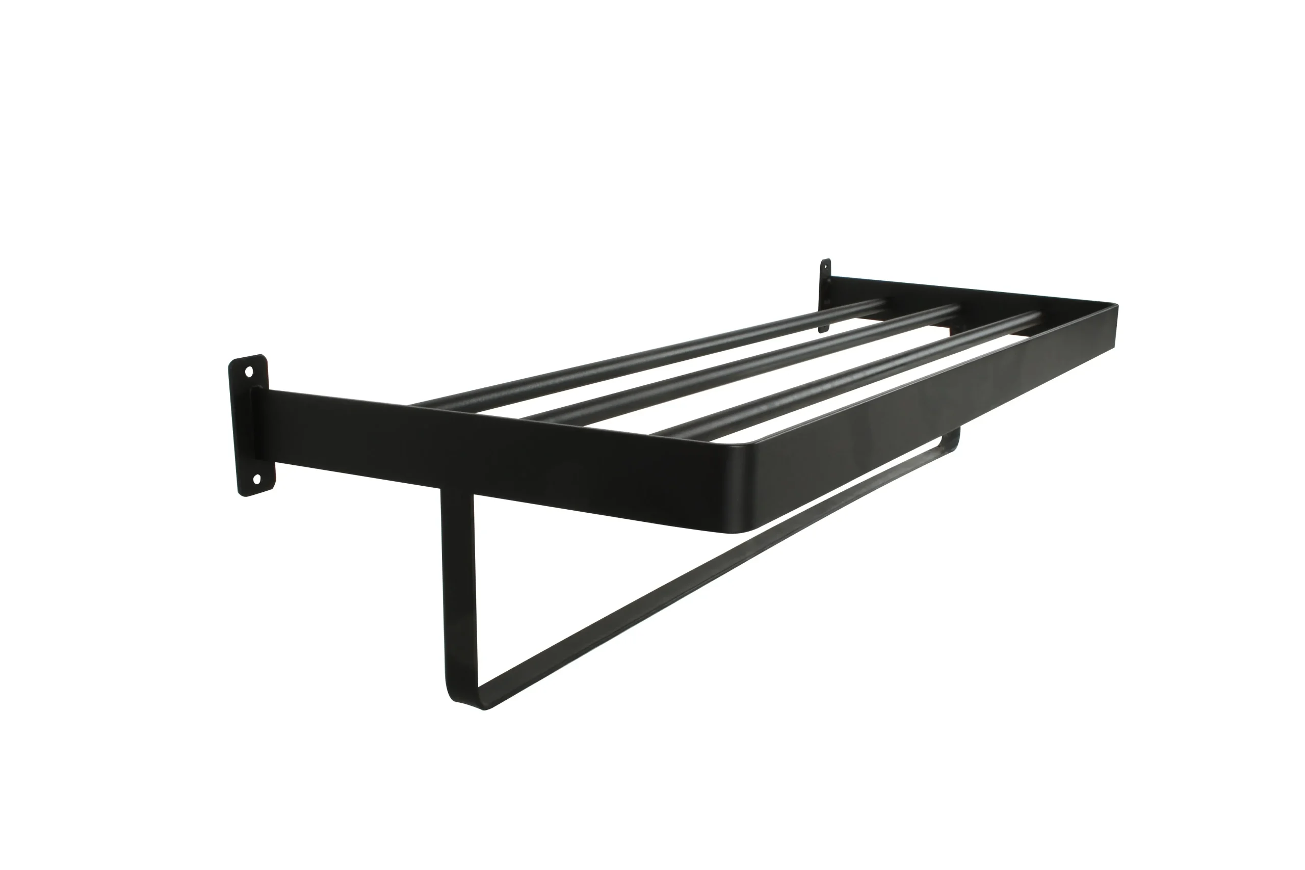 Black Metal Shelf With Rail, 59 x 23 x 14cm - Furniture