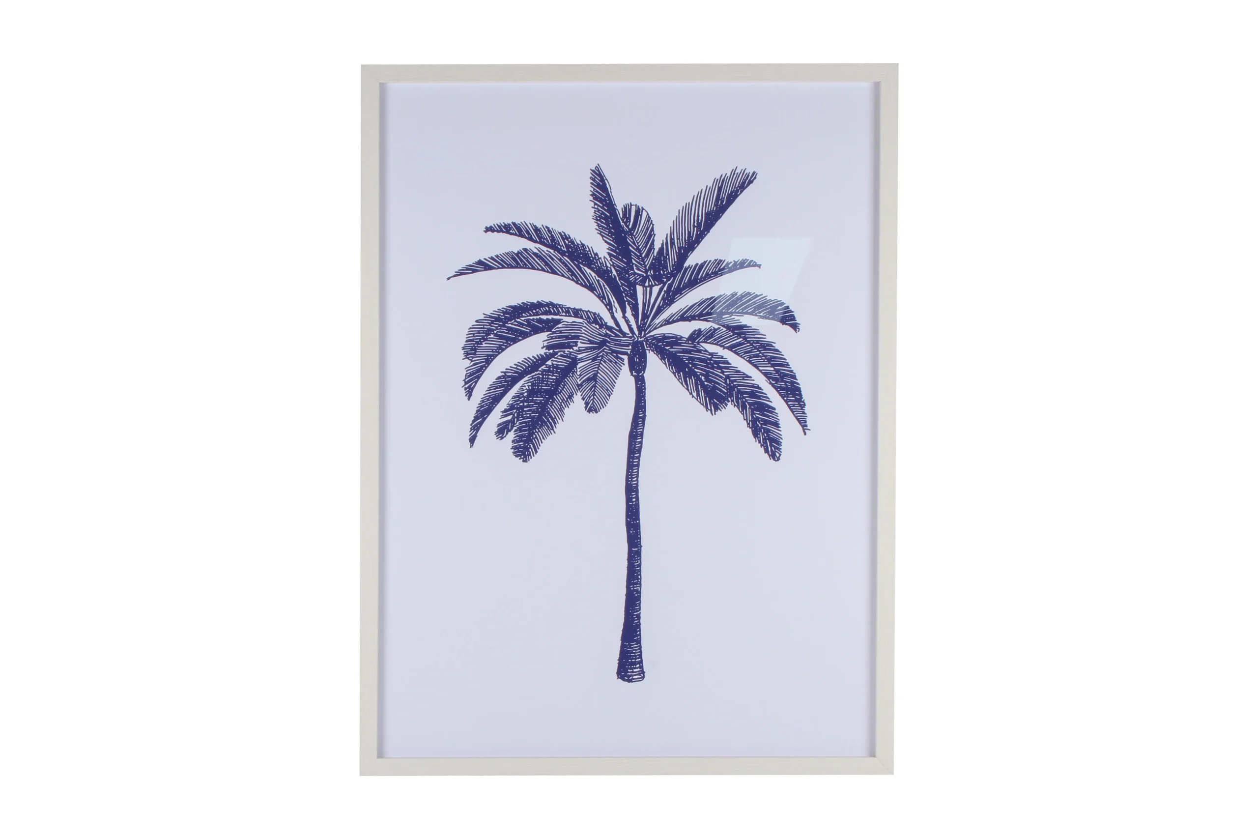 Belize Blue Watercolour Palm Framed Canvas 80 x 60cm - Home & Garden