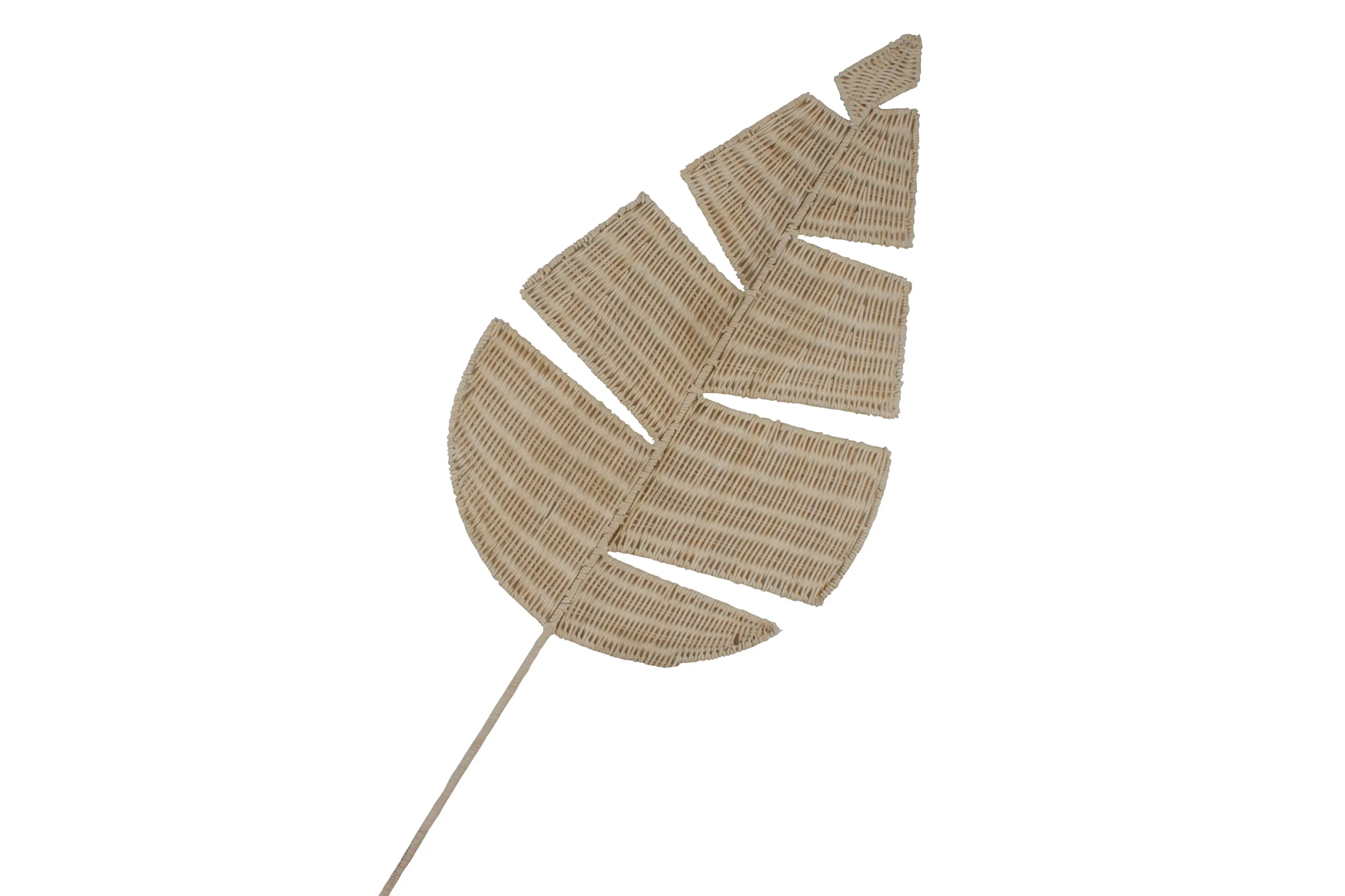 Kiandra Rattan Leaf Wall Deco White Washed 90 x 35 x 1.3cm - Home & Garden