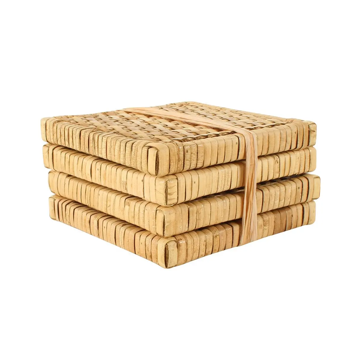 Ilana Natural Rattn Set Of 4 Coasters - Home & Garden
