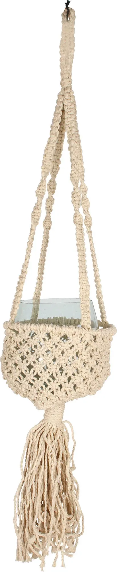 Flow Luxe Macrame Plant Hanger Glass Vase 100cm - Home & Garden