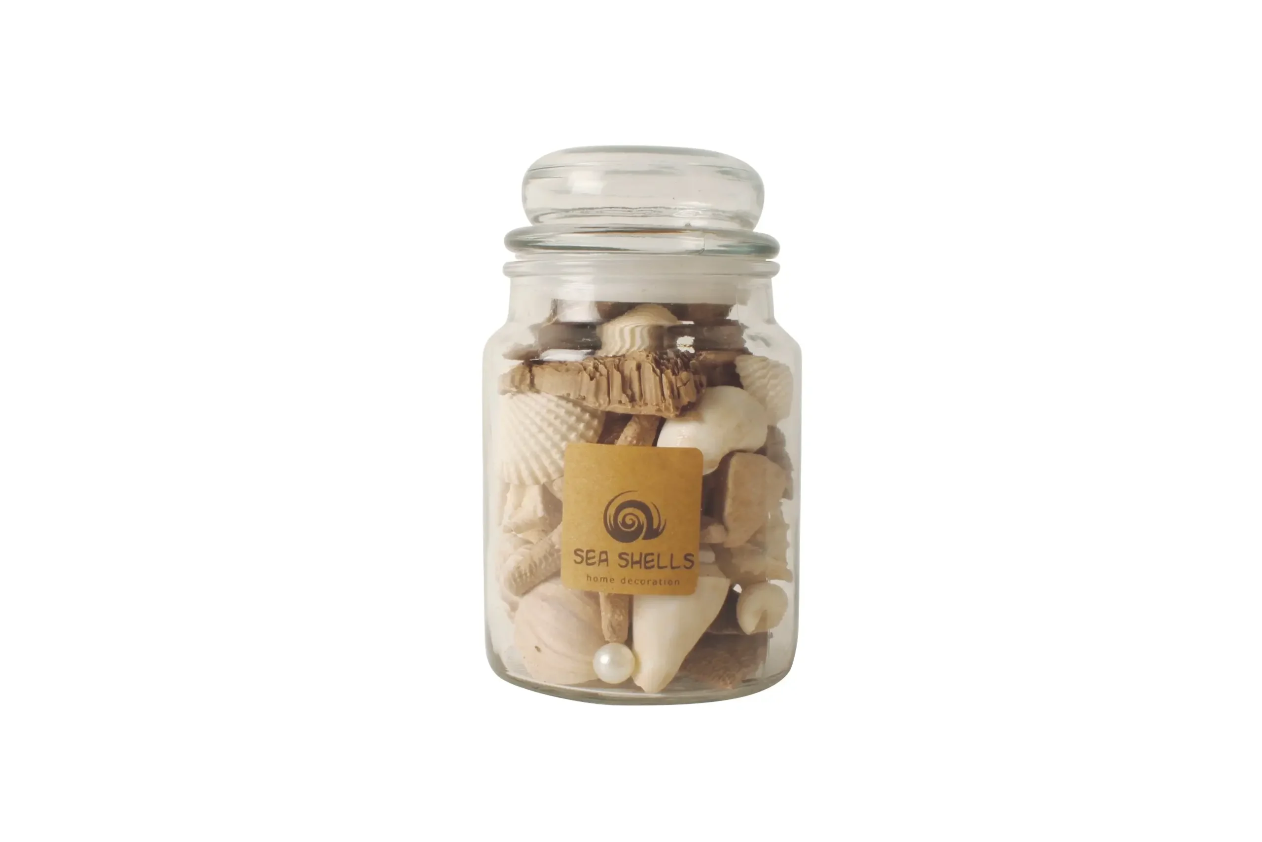 Shells And Dry Mix In Glass Jar 18 x 10cm - Home & Garden