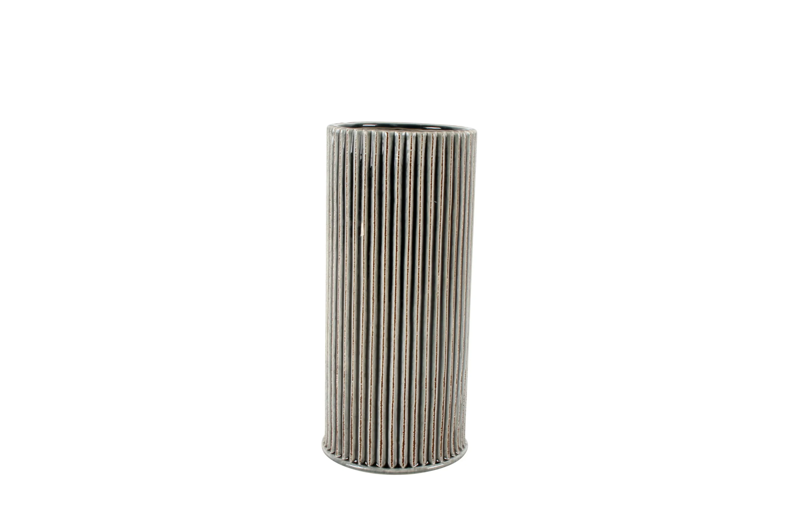 Alcie Ribbed Ceramic Vase 26x12x12cm - Home & Garden