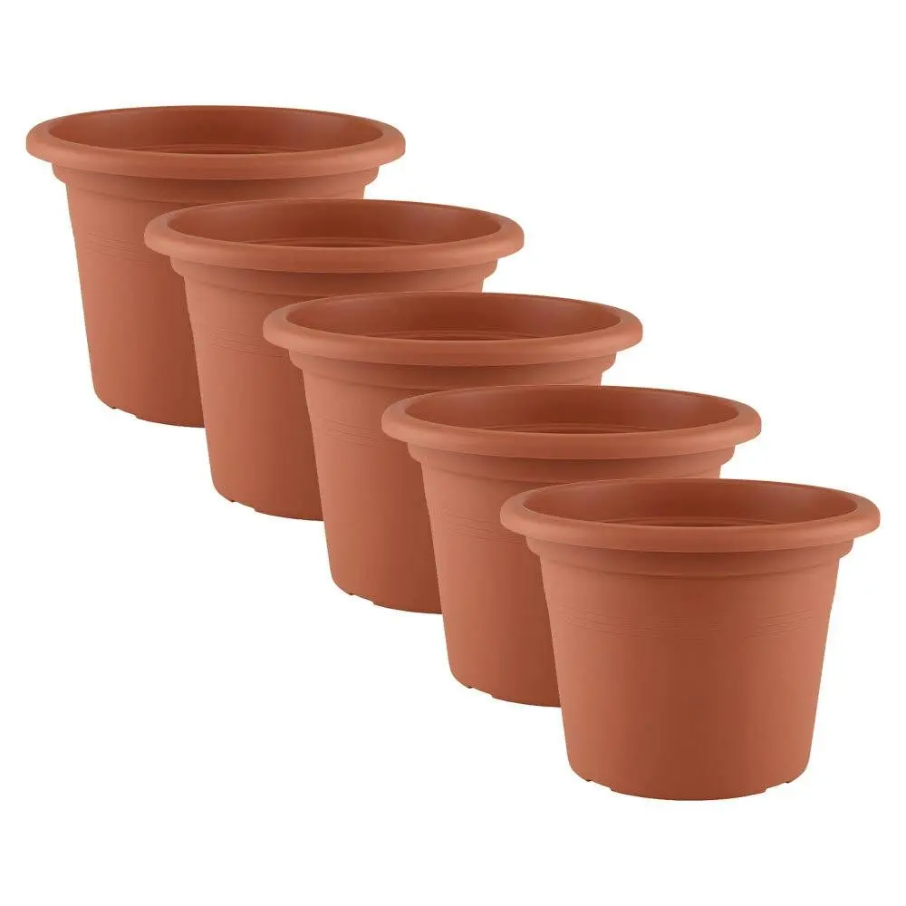 5x Artevasi Cilindro Plastic Indoor/Outdoor Garden Plant Pot 20x14cm Terracotta - Home & Garden