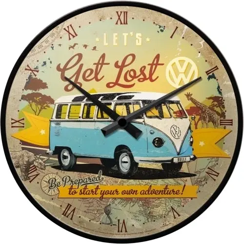 Nostalgic Art 30cm VW Get Lost Quartz Battery Operated Round Home Wall Clock - Home & Garden