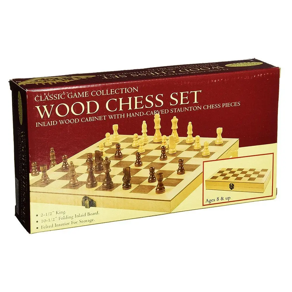 Chess Set Wood 10.5 Inlaid Board - Toys & Games