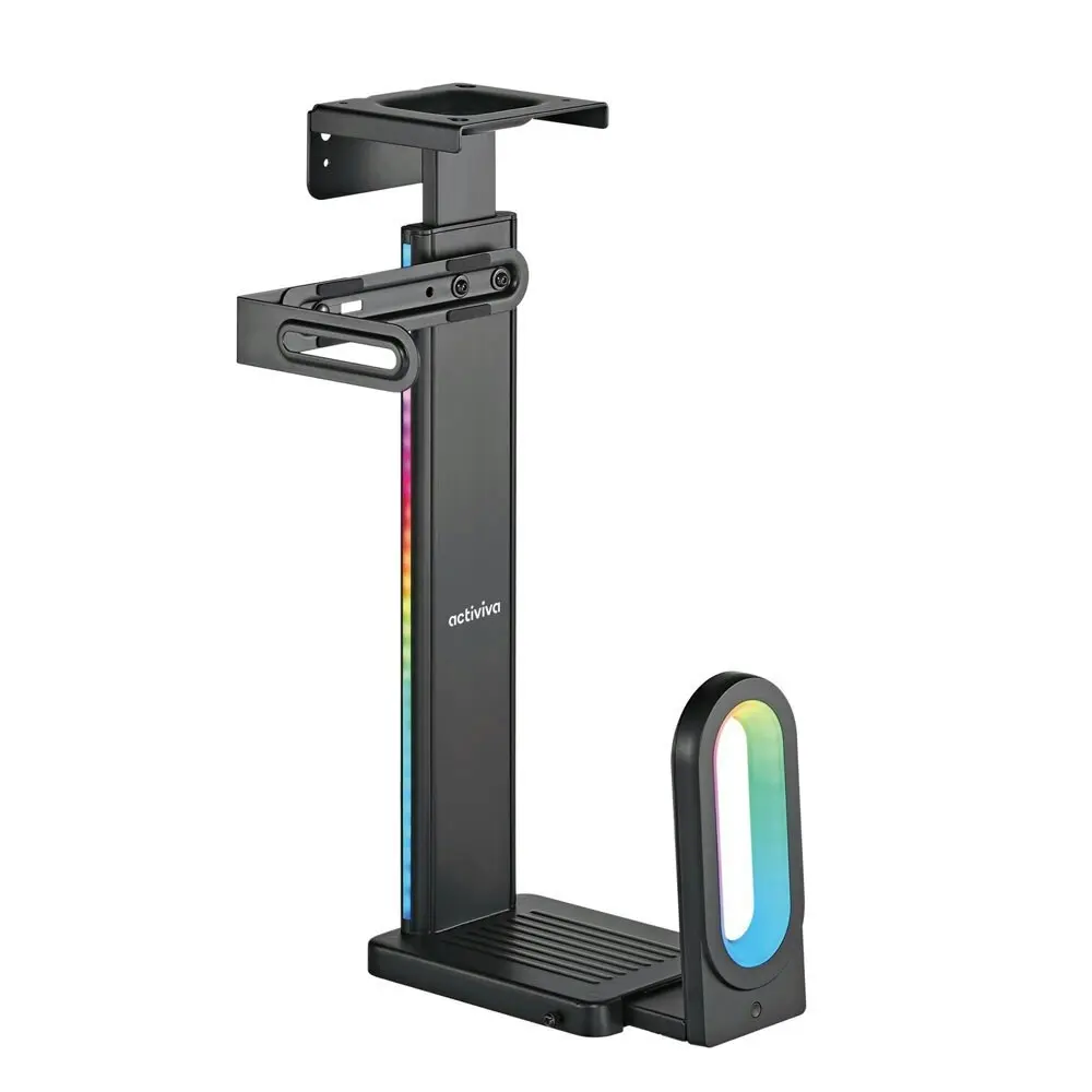 Activiva RGB Ultra-Wide Adjustable Wall & Under-Desk Gaming PC Mount Steel Black